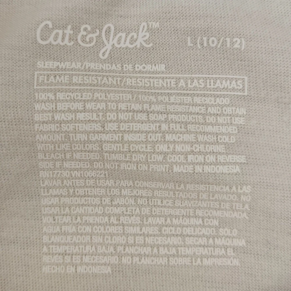 Cat & Jack Pajama Top Girls L 10/12 Cream Flower Print Lettuce Edge Sleep Shirt